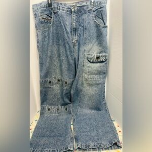 Vintage Y2k Ozoc Baggy Jeans Mens 38x33 Blue Fade Skater Grunge Wide Leg 11" 90s